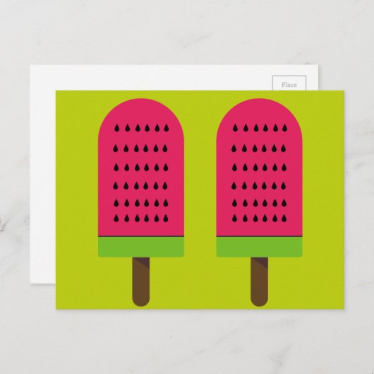 Carte Postale Pop Art posiche pastèque art fruitier (Devant / Derrière)