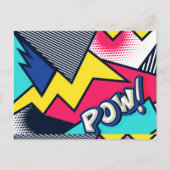 Carte Postale Pop art pow ! Pattern à Magenta, Blue et Black (Devant)
