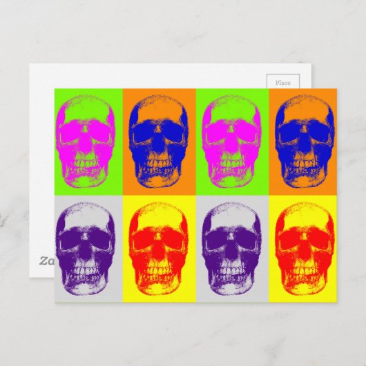 Carte Postale Pop Art Skull (Devant / Derrière)