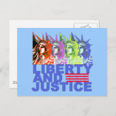 Carte Postale Pop Art Statue des produits Liberty (Devant / Derrière)