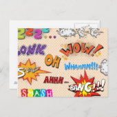 Carte Postale Pop Art Style Comic Ha Ha Ha Ha! (Devant / Derrière)