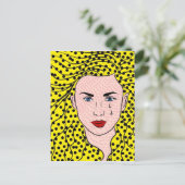 Carte Postale Pop Art Style Comic Livre Jaune Blonde Triste Fill (Debout devant)
