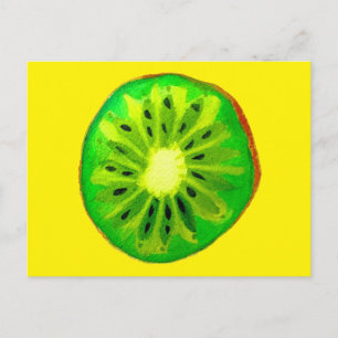 Carte Postale Pop art vif kiwi fruit original aquarelle
