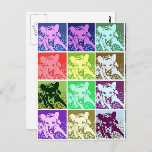 Carte Postale Pop berger allemand coloré (Devant / Derrière)