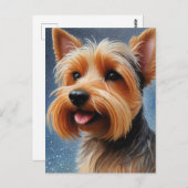 Carte Postale Pop Pointillisme Yorkshire Terrier Art (Devant / Derrière)