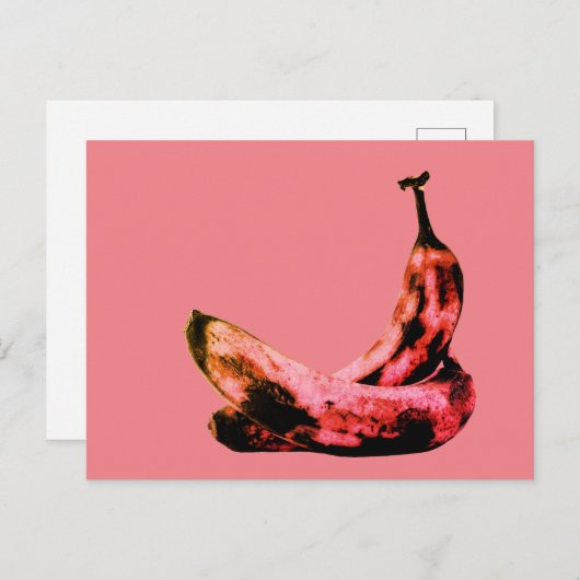 Carte Postale Pop Pop Art Cool de banane rouge rose unique (Devant / Derrière)