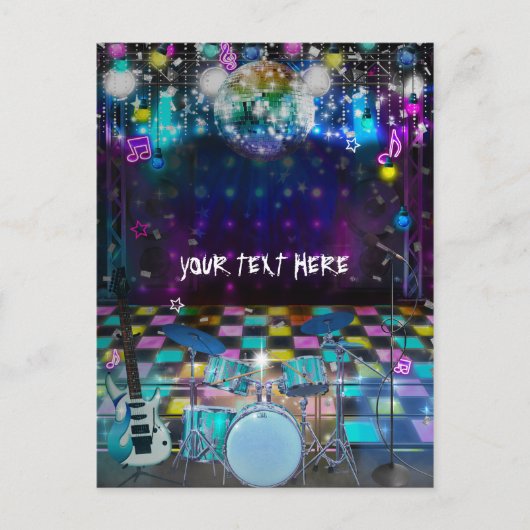 Carte Postale Pop Rock Star Anniversaire Dance Party Merci (Devant)