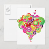 Carte Postale PopArt Coeurs rose et vert (Devant / Derrière)