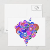 Carte Postale PopArt Coeurs violets (Devant / Derrière)