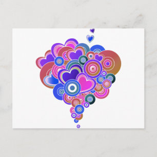 Carte Postale PopArt Coeurs violets