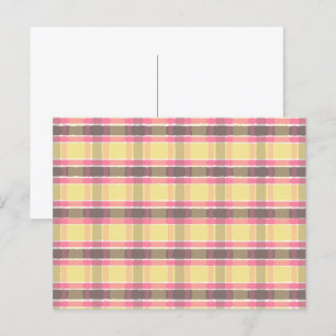 Carte Postale Popcorn Bubblegum jaune Café rose Brown Plaid