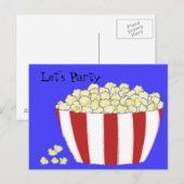 Carte Postale Popcorn - Invitation pour une fête (Devant / Derrière)