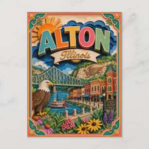 Carte Postale PopCut États Alton Illinois Art Papier