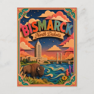 Carte Postale PopCut États Bismarck Dakota du Nord Art Papier