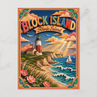 Carte Postale PopCut États Block Island Rhode Island Art en Papi