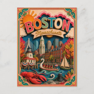 Carte Postale PopCut États Boston Massachusetts Art Papier