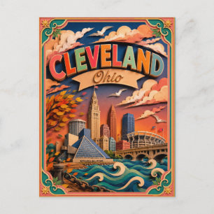 Carte Postale PopCut États Cleveland Ohio Art Papier