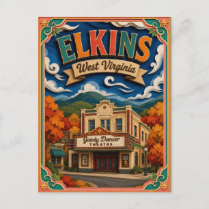 Carte Postale PopCut États Elkins Virginie-Occidentale Art Papie
