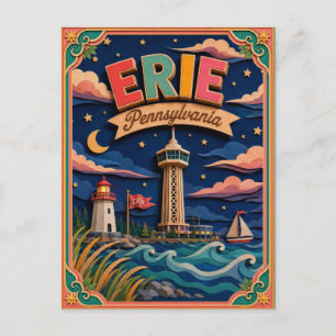 Carte Postale PopCut États Érié Pennsylvanie Art Papier