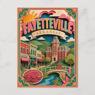 Carte Postale PopCut États Fayetteville Arkansas Art Papier