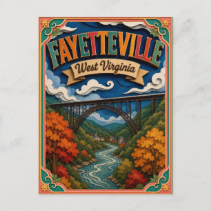 Carte Postale PopCut États Fayetteville Virginie Occidentale Art