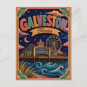 Carte Postale PopCut États Galveston Texas Art Papier
