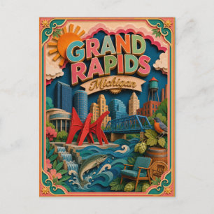Carte Postale PopCut États Grand Rapids Michigan Art Papier