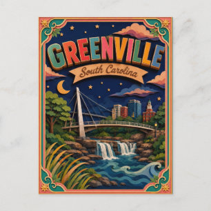 Carte Postale PopCut États Greenville Caroline du Sud Art Papier