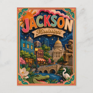 Carte Postale PopCut États Jackson Mississippi Art Papier