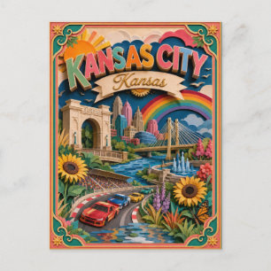 Carte Postale PopCut États Kansas City Kansas Art en Papier
