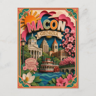 Carte Postale PopCut États Macon Géorgie Art Papier