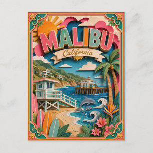 Carte Postale PopCut États Malibu Californie Art en Papier