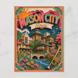 Carte Postale PopCut États Mason City Iowa Art Papier