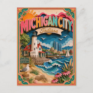 Carte Postale PopCut États Michigan City Indiana Art Papier