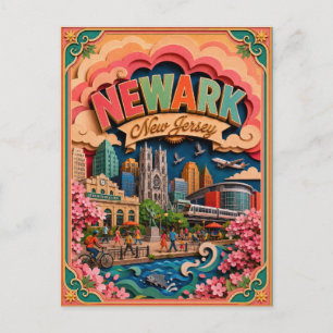 Carte Postale PopCut États Newark New Jersey Art Papier