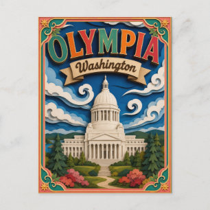 Carte Postale PopCut États Olympia Washington Art Papier