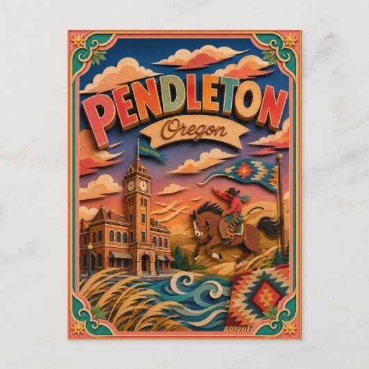 Carte Postale PopCut États Pendleton Oregon Art Papier (Devant)