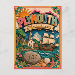 Carte Postale PopCut États Plymouth Massachusetts Art Papier 