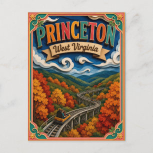 Carte Postale PopCut États Princeton Virginie-Occidentale Art en