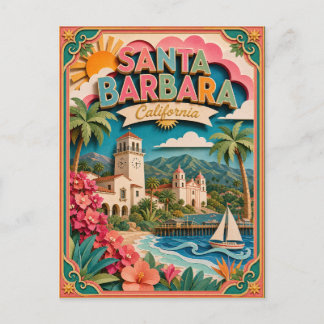 Carte Postale PopCut États Santa Barbara Californie Art Papier