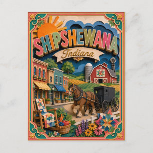 Carte Postale PopCut États Shipshewana Indiana Art Papier