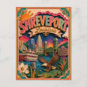 Carte Postale PopCut États Shreveport Louisiane Art Papier