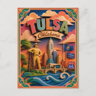 Carte Postale PopCut États Tulsa Oklahoma Art Papier