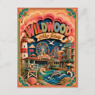 Carte Postale PopCut États Wildwood New Jersey Art Papier