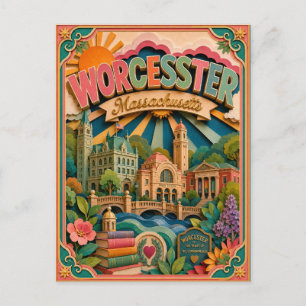 Carte Postale PopCut États Worcester Massachusetts Art en Papier