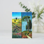 CARTE POSTALE POPIES, CYPRESS ET PINS MÉDITERRANIEN EN TOSCANE (Debout devant)