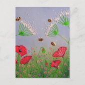 Carte Postale Poppies et abeilles (Devant)