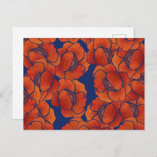 Carte Postale Poppies Motif Art Poppy (Devant / Derrière)