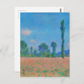 Carte Postale Poppies rouges Ciel bleu par Monet - Champ de pavo (Devant / Derrière)