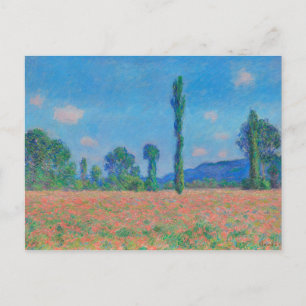 Carte Postale Poppies rouges Ciel bleu par Monet - Champ de pavo